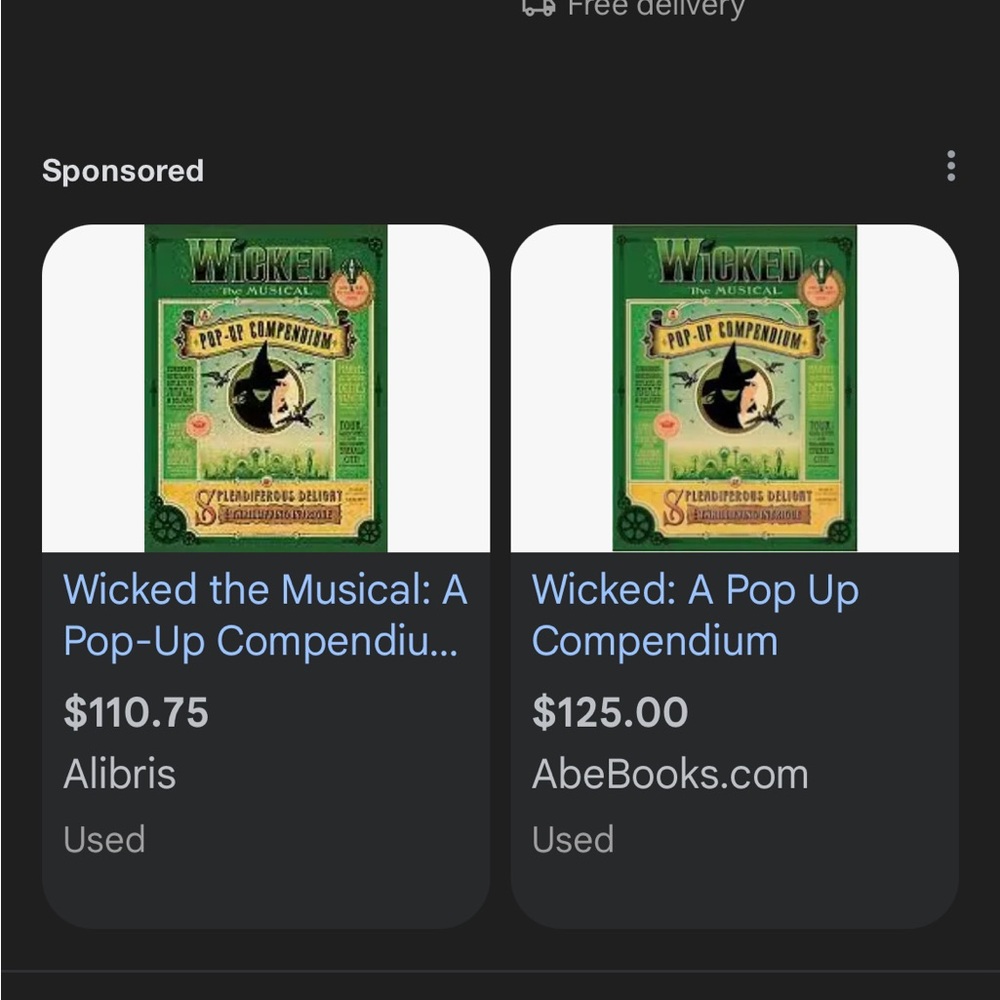 Out of Print Wicked Musical Pop Up Book Like New